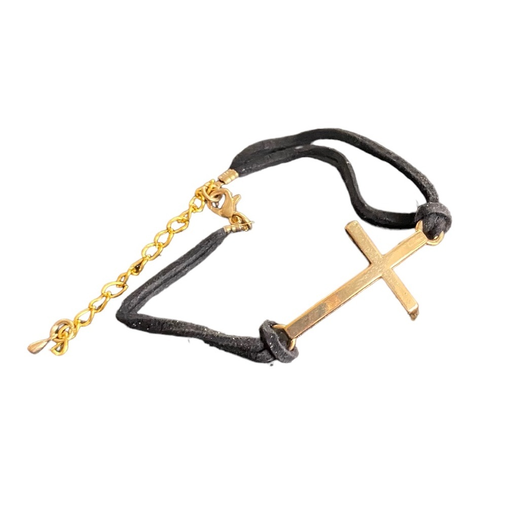 Unisex Gold cross suede bracelet NWT